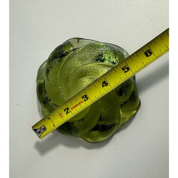 Vintage Fenton Avocado Green Glass 5” Textured Swirl Ashtray Candy Dish Bowl - Picture 3 of 3